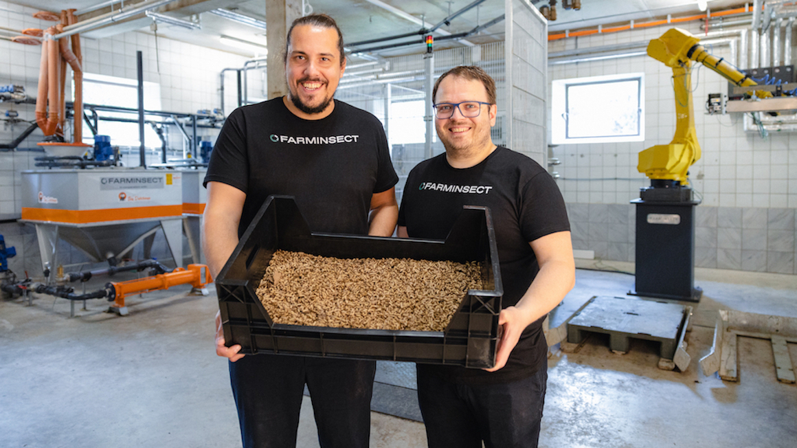 FarmInsect-Gründer Thomas Kuehn und Wolfgang Westermeier mit Insektenlarven