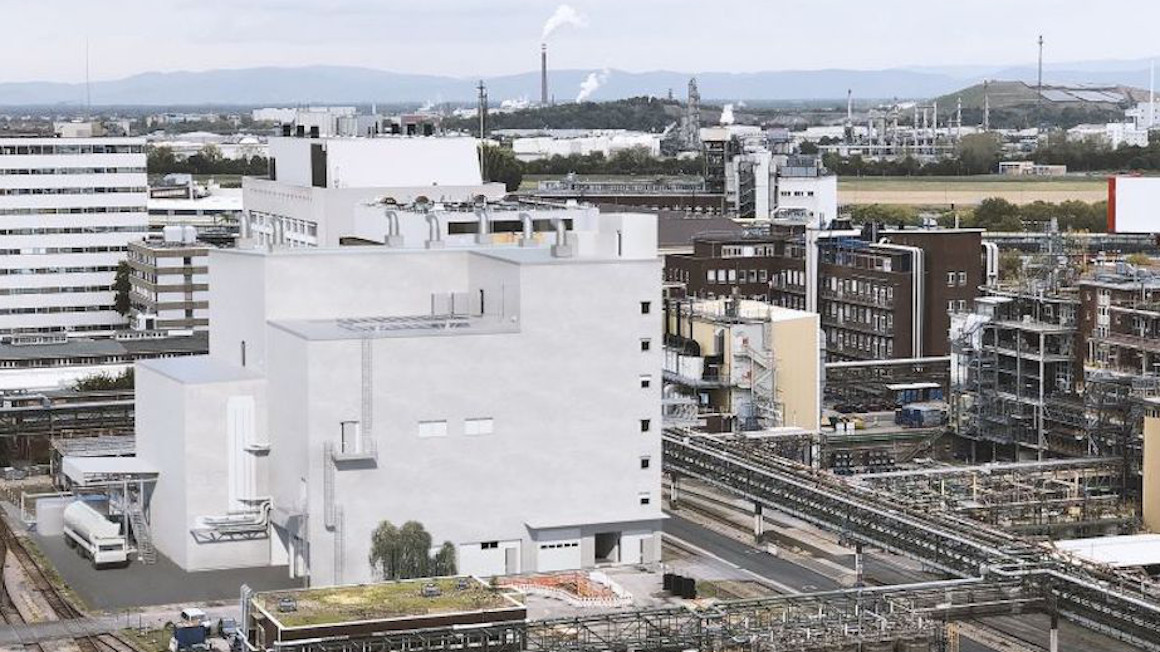 3D-Modell der Fermentationsanlage für biologische und Biotechnologie-basierte Pflanzenschutzmittel Pflanzenschutzprodukte in Ludwigshafen.