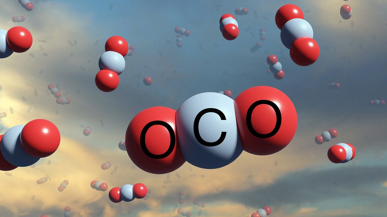 Sybolisches CO2-Molekül in der Atmosphäre