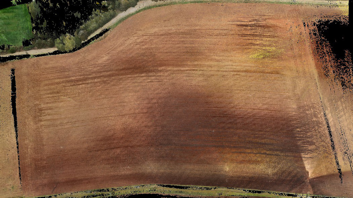 digitale Vermessung eines Experimentierfeldes, 2D-Ableitung der Laserscanner-Punktewolke des Felds.