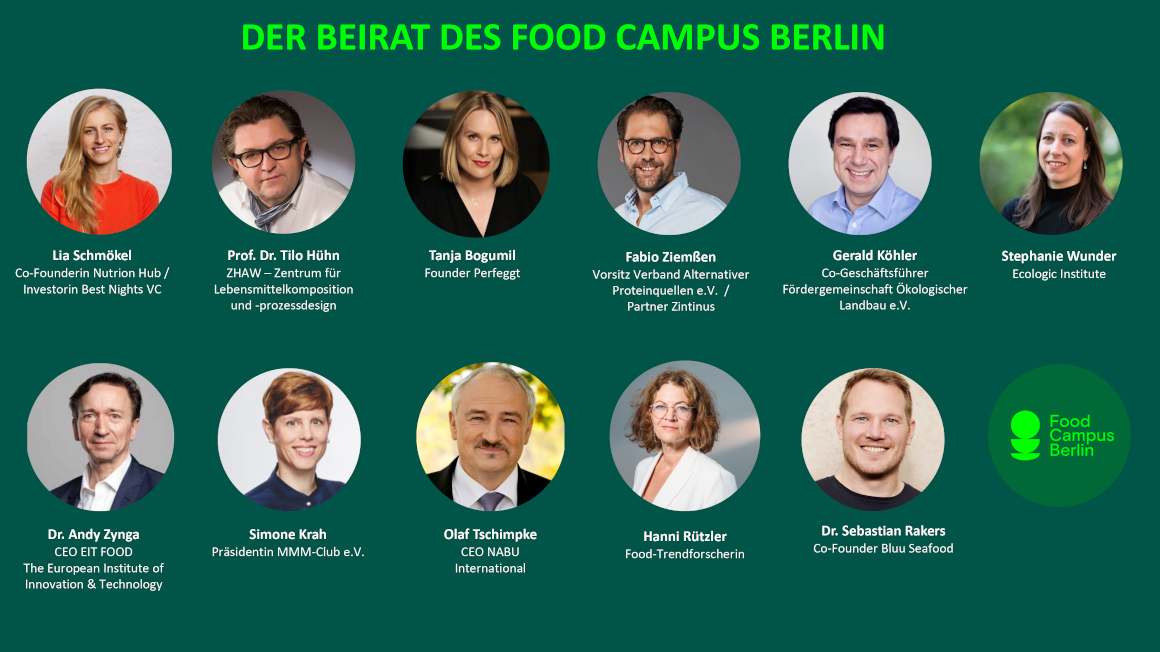 Mitglieder des neu gegründeten Beirats für den Food Campus Berlin
