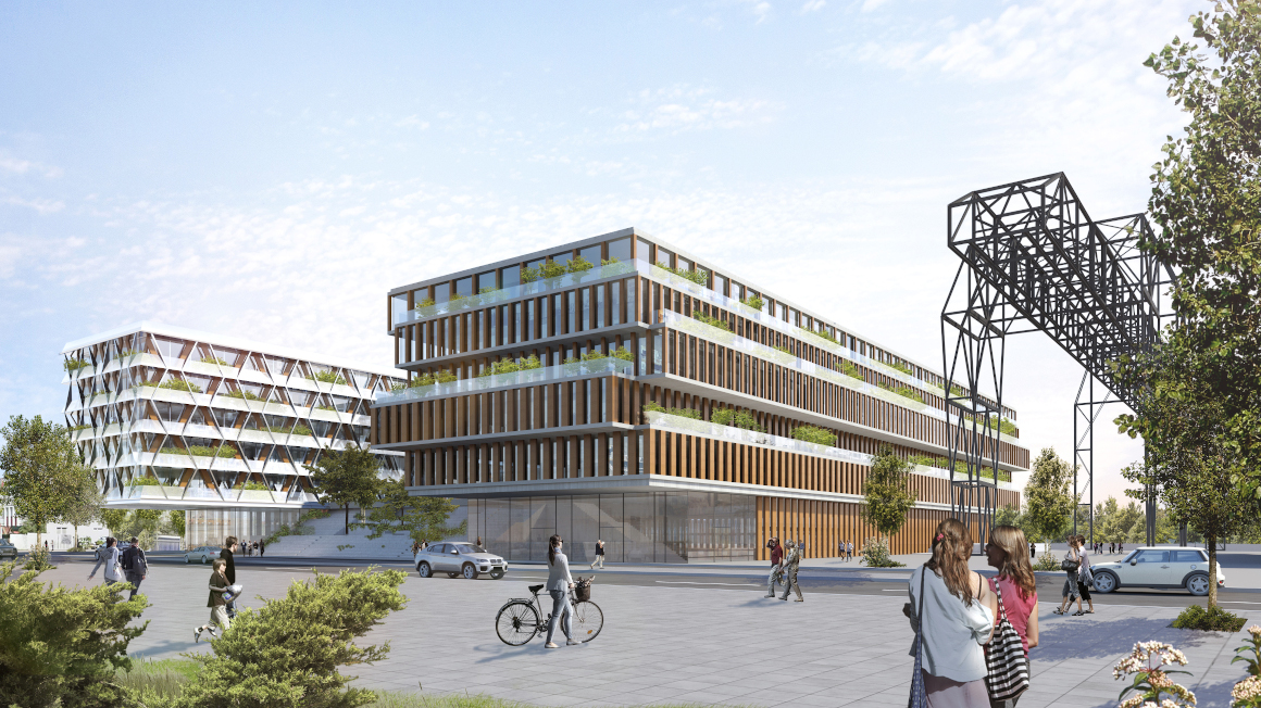 Blick von der Strassenseite auf den künftigen Food Campus Berlin