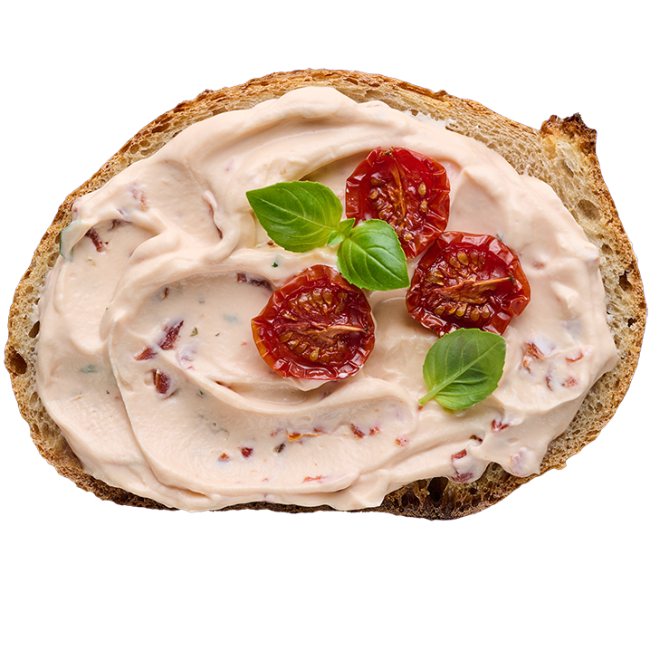 Brot mit Frischkäse und Tomaten