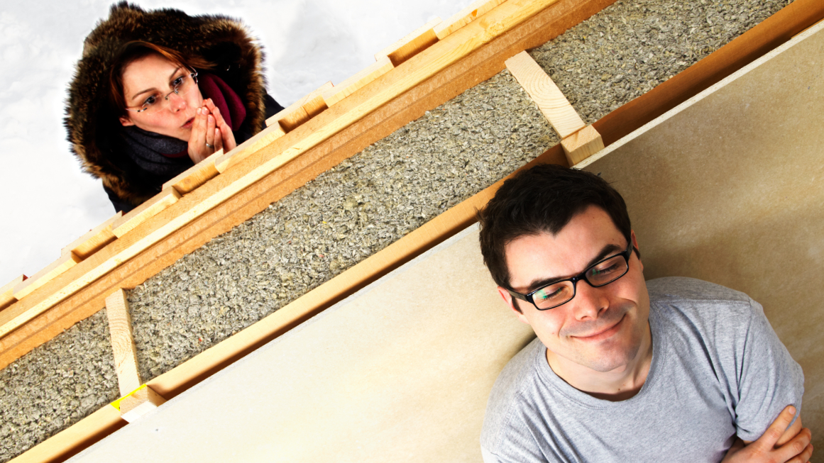 Eine Wand mit Cellulose-basierter Dämmung (Symbolbild).