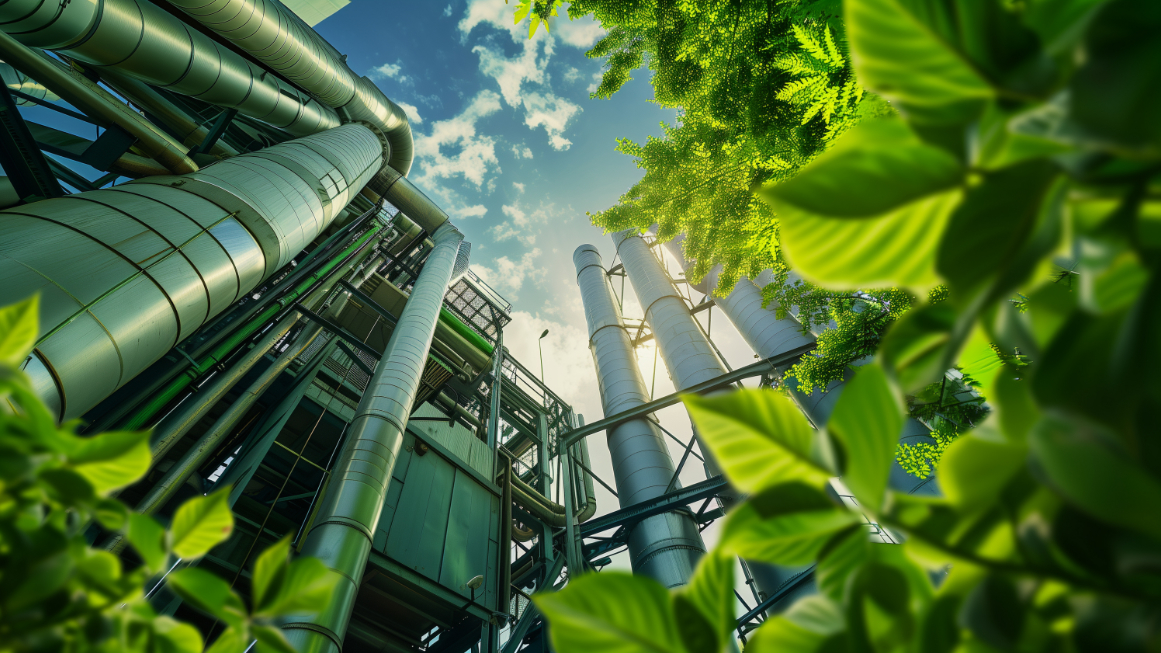 Blick vom Grünen auf Industrie-Anlage. (Symbolbild)