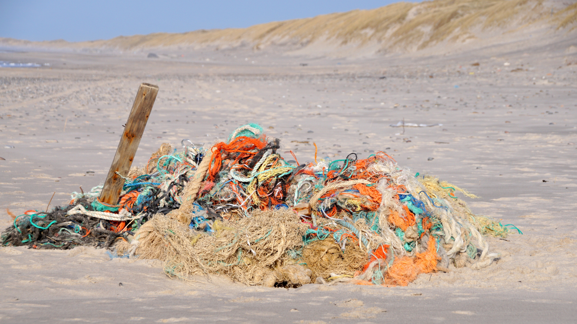 Müll am Strand, Fischernetze 
