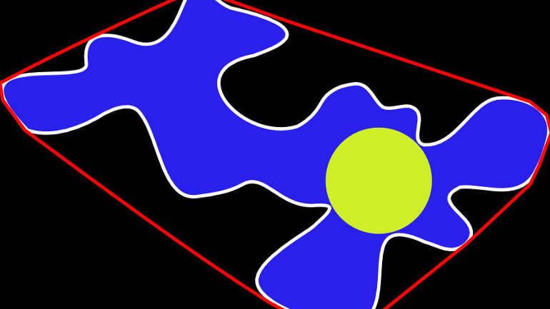 Modell einer Pflanzenzelle: Die Wissenschaftler haben herausgefunden, dass je kleiner der Kreis (gelb) ist, der in einer Zelle Platz findet, desto geringer ist die mechanische Belastung. 