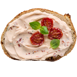 Brot mit Frischkäse und Tomaten